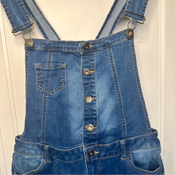 BASIC DENIM WAX JEANS BUCKLES OVERALLS BLUE SIZE WITH POCKETS - Picture 4 of 13